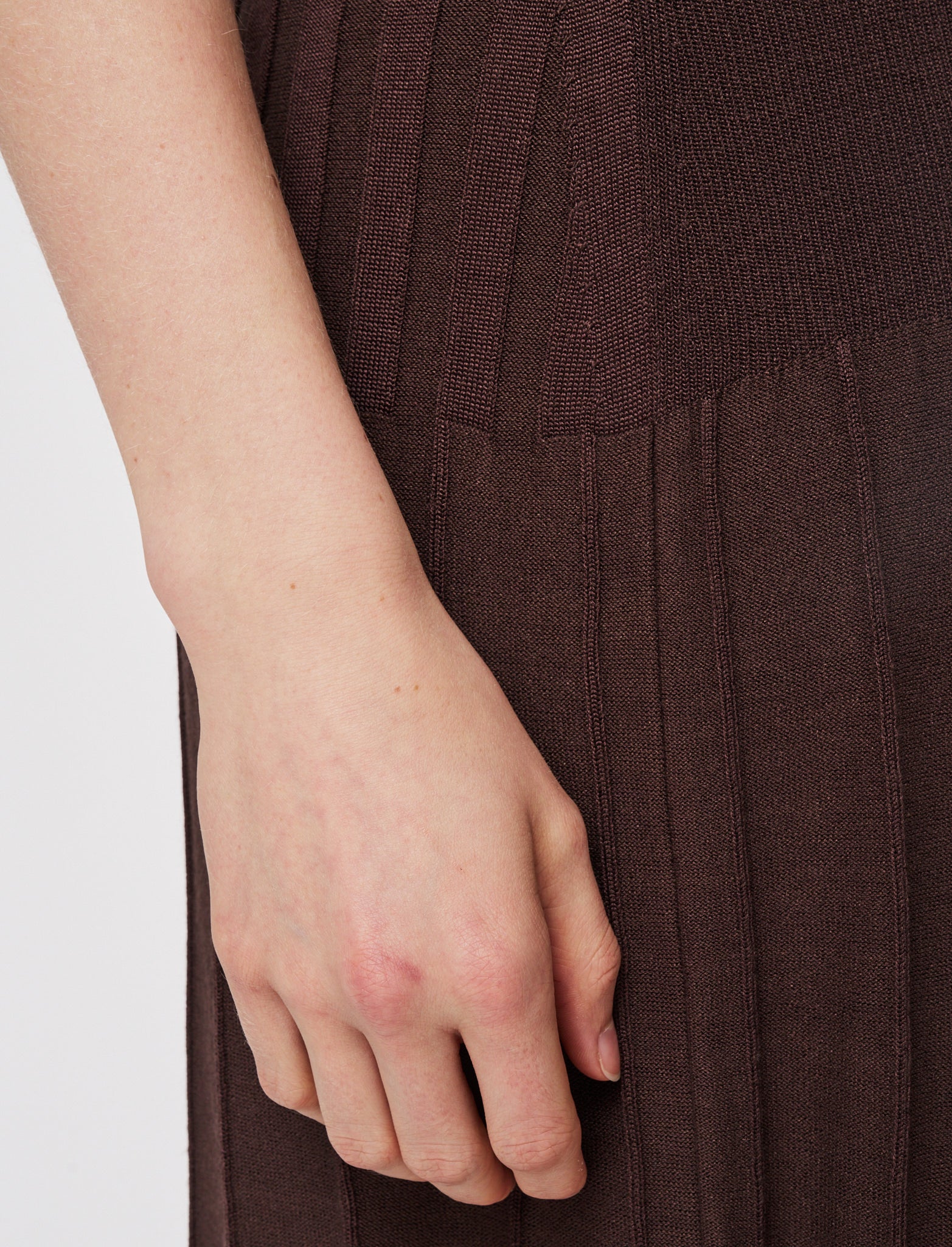 brown-satiny-rib-knit-dress-JOSEPH