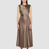 Grey Garnier Silk Satin Dress - Joseph