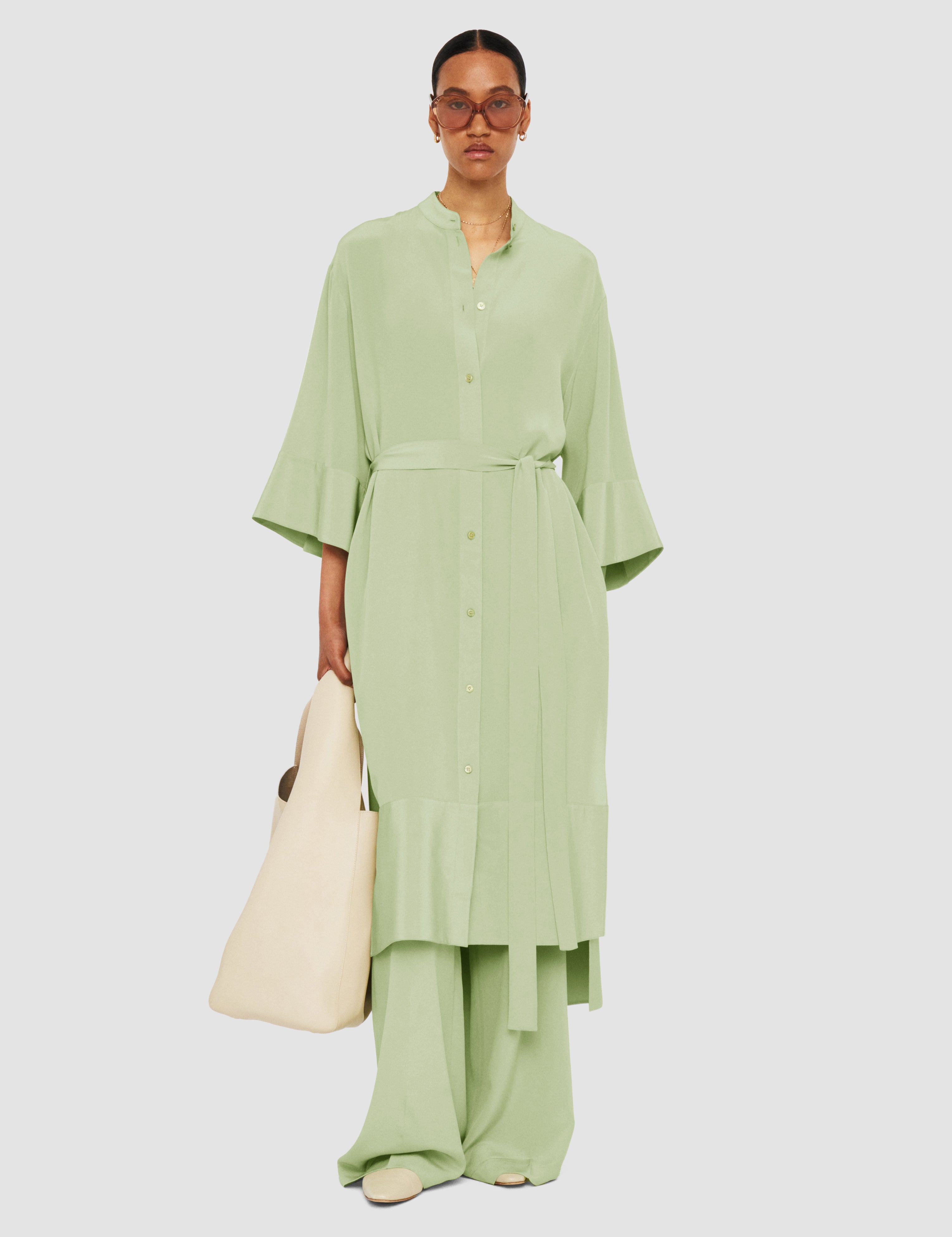 Green Darius Crepe de Soie Silk Dress - Joseph