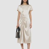 Geegee Ruched Silk Satin Dress