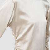 Anna Ruched Silk Satin Blouse