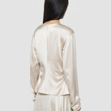 Anna Ruched Silk Satin Blouse