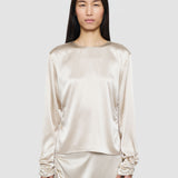 Anna Ruched Silk Satin Blouse