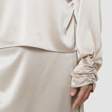 Anna Ruched Silk Satin Blouse