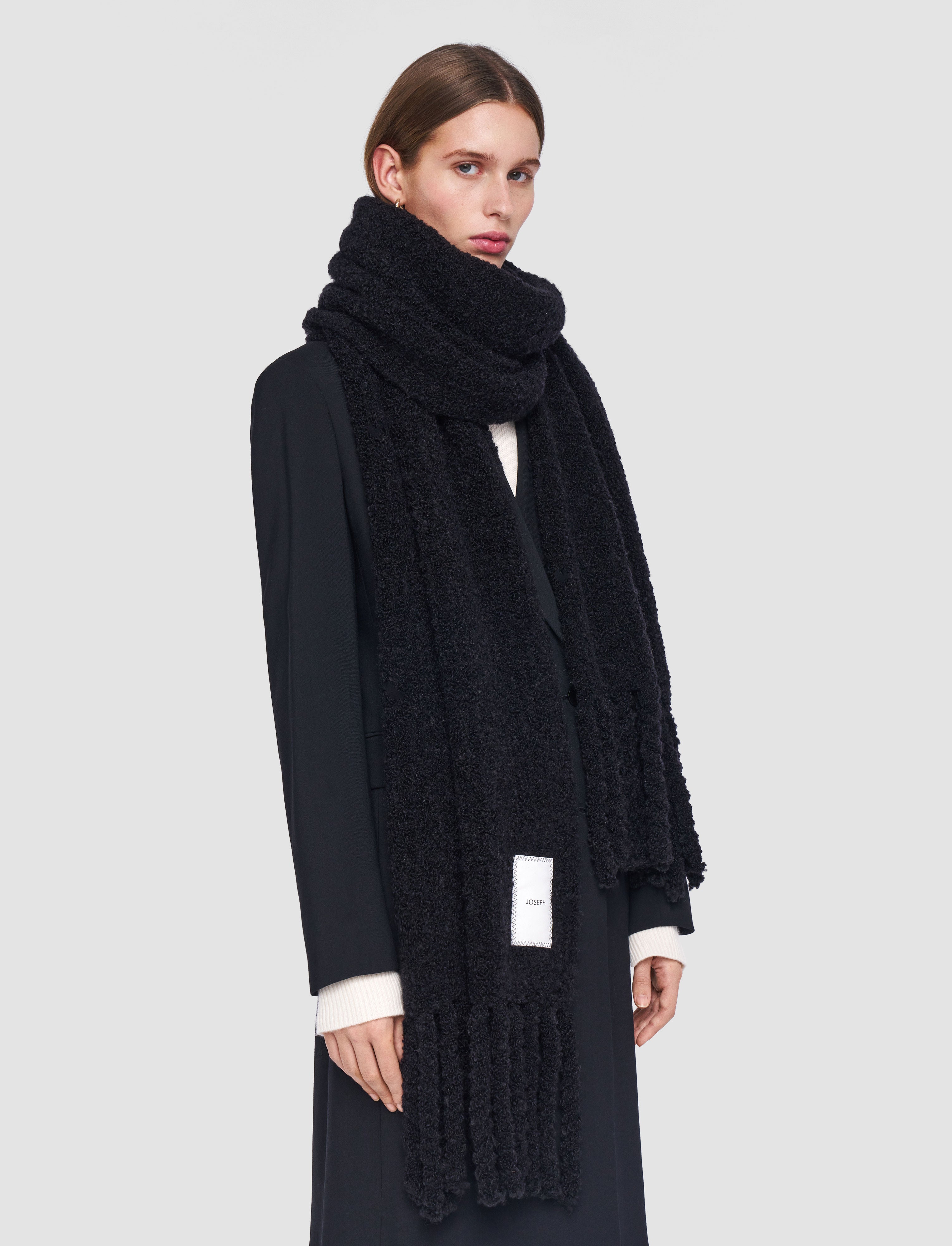 black-boucle-knit-scarf-JOSEPH