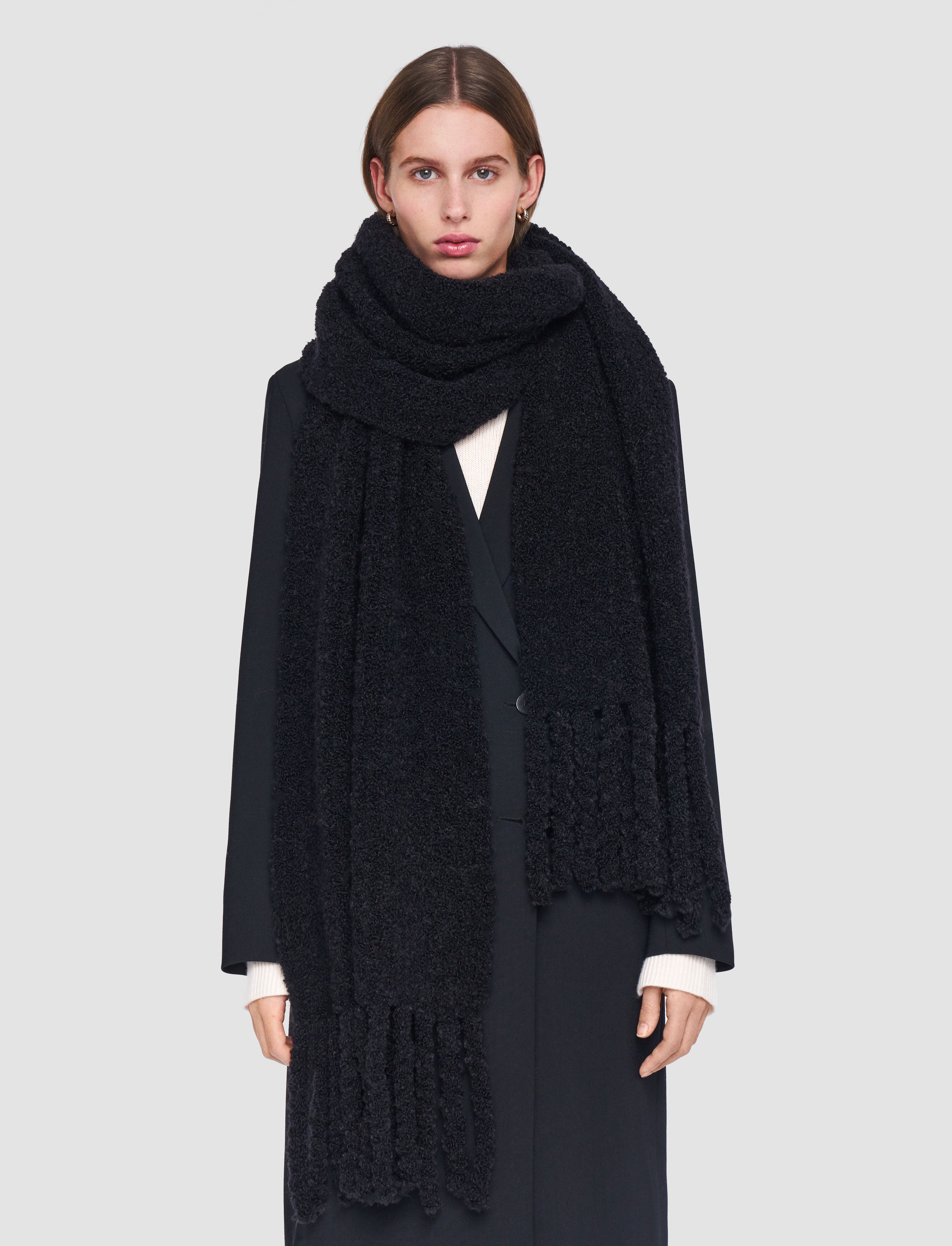 black-boucle-knit-scarf-JOSEPH