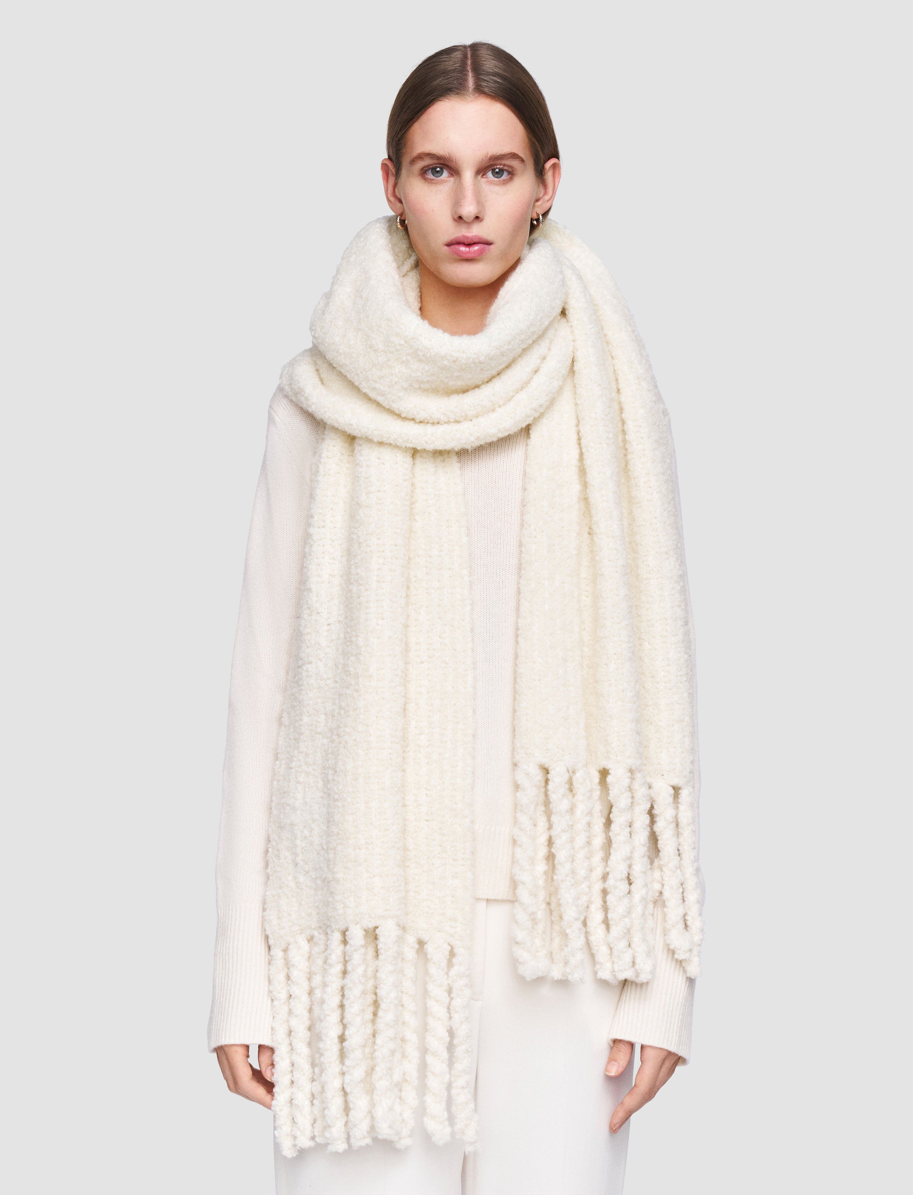 white-boucle-knit-scarf-JOSEPH