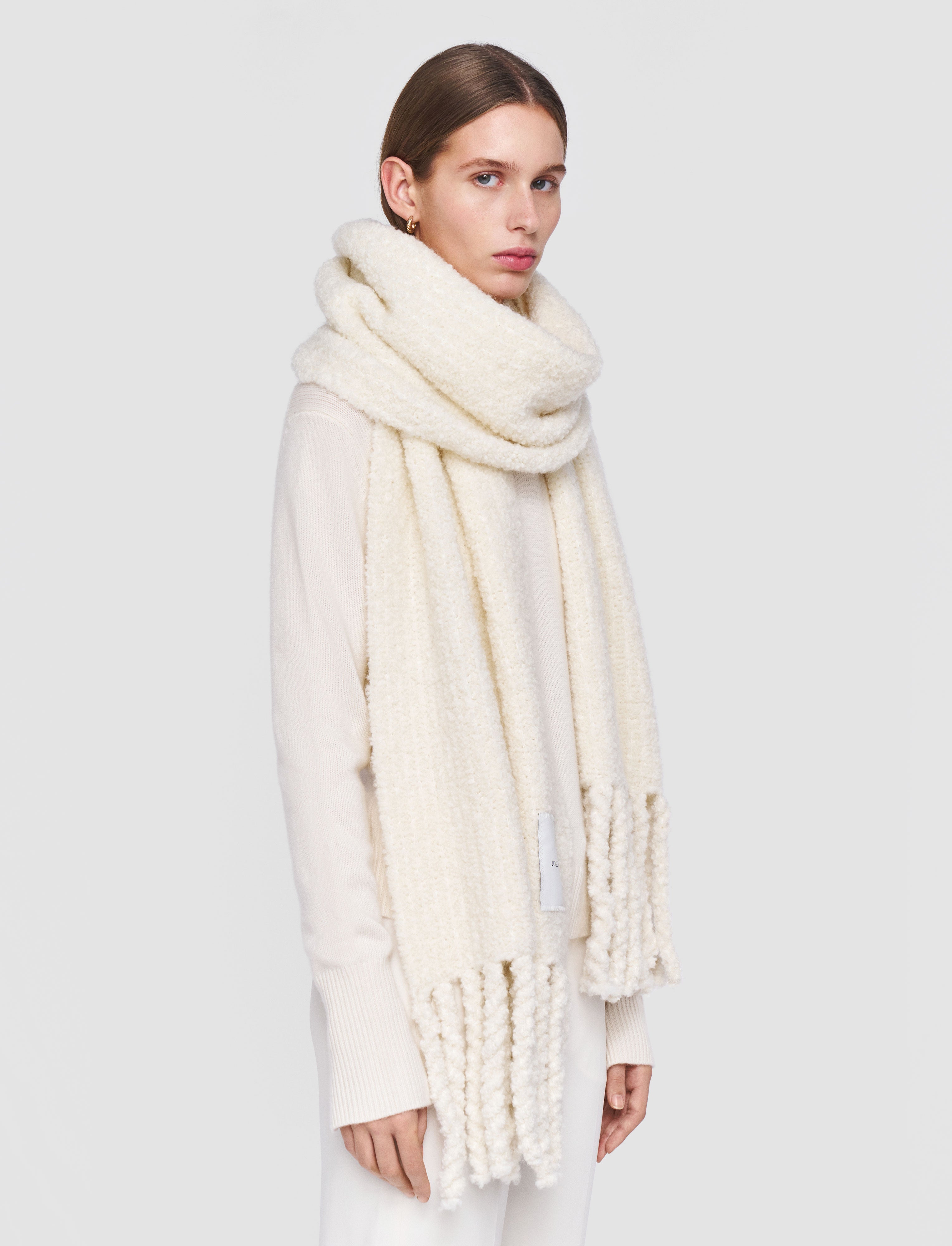 white-boucle-knit-scarf-JOSEPH