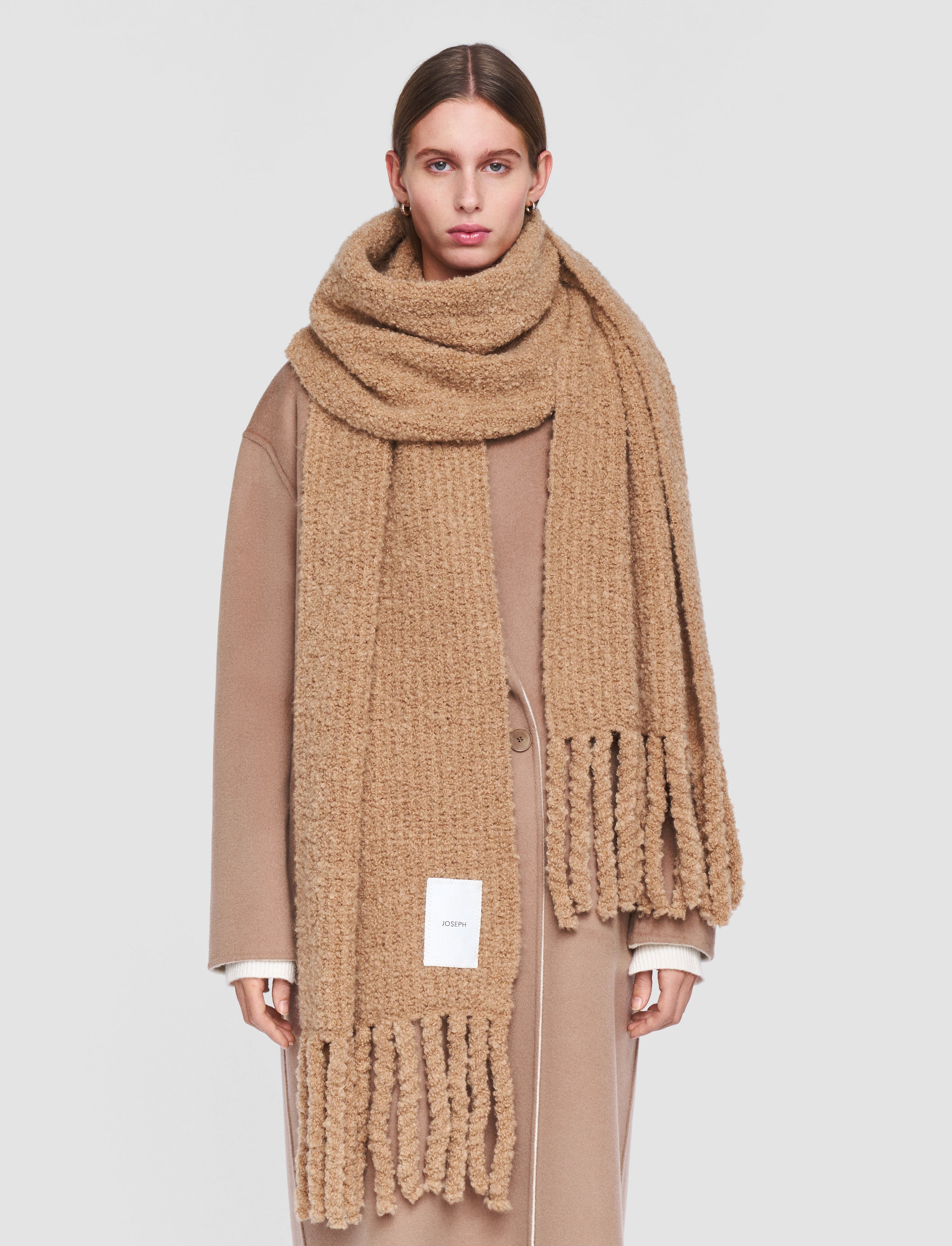 tan-boucle-knit-scarf-JOSEPH