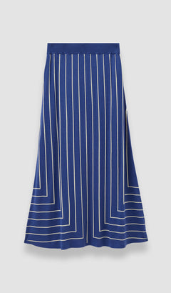 Blue Geometric Jacquard Silk Blend Skirt - Joseph