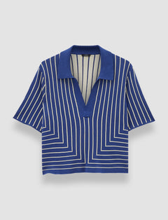 Blue Geometric Jacquard Silk Blend Top - Joseph