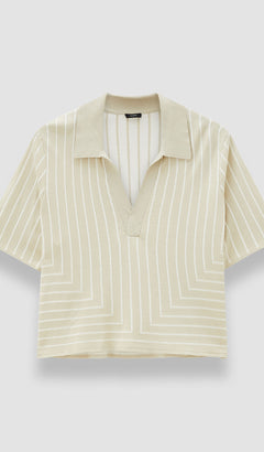 Beige Geometric Jacquard Silk Blend Top - Joseph