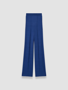 Blue Viscose Grid Knit Trousers - Joseph