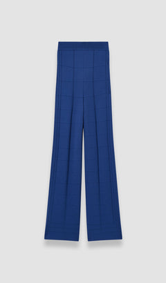 Blue Viscose Grid Knit Trousers - Joseph