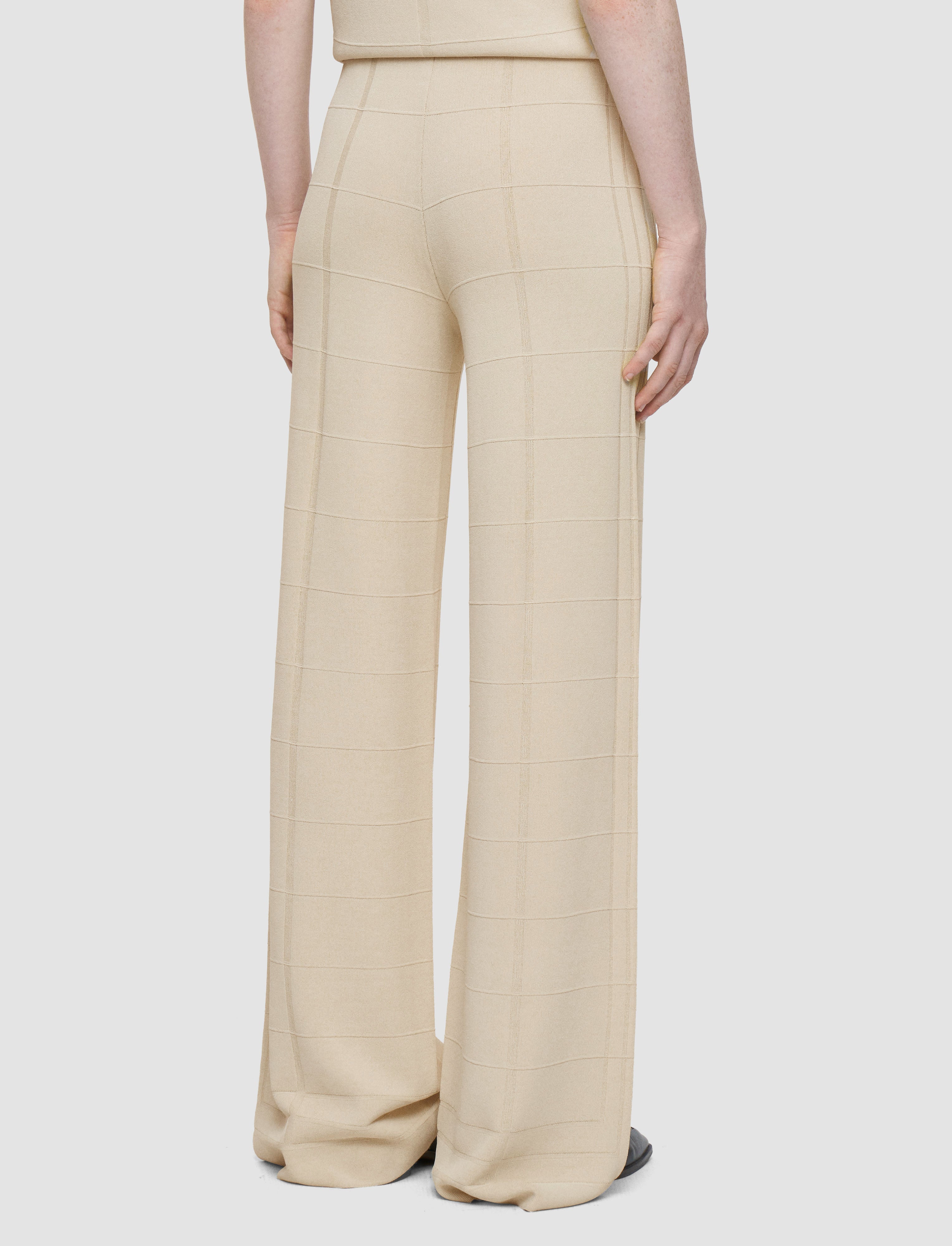 beige-viscose-grid-knit-trousers-JOSEPH