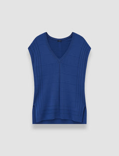 Blue Viscose Grid Knit Top - Joseph