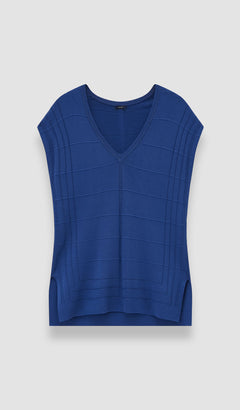 Blue Viscose Grid Knit Top - Joseph
