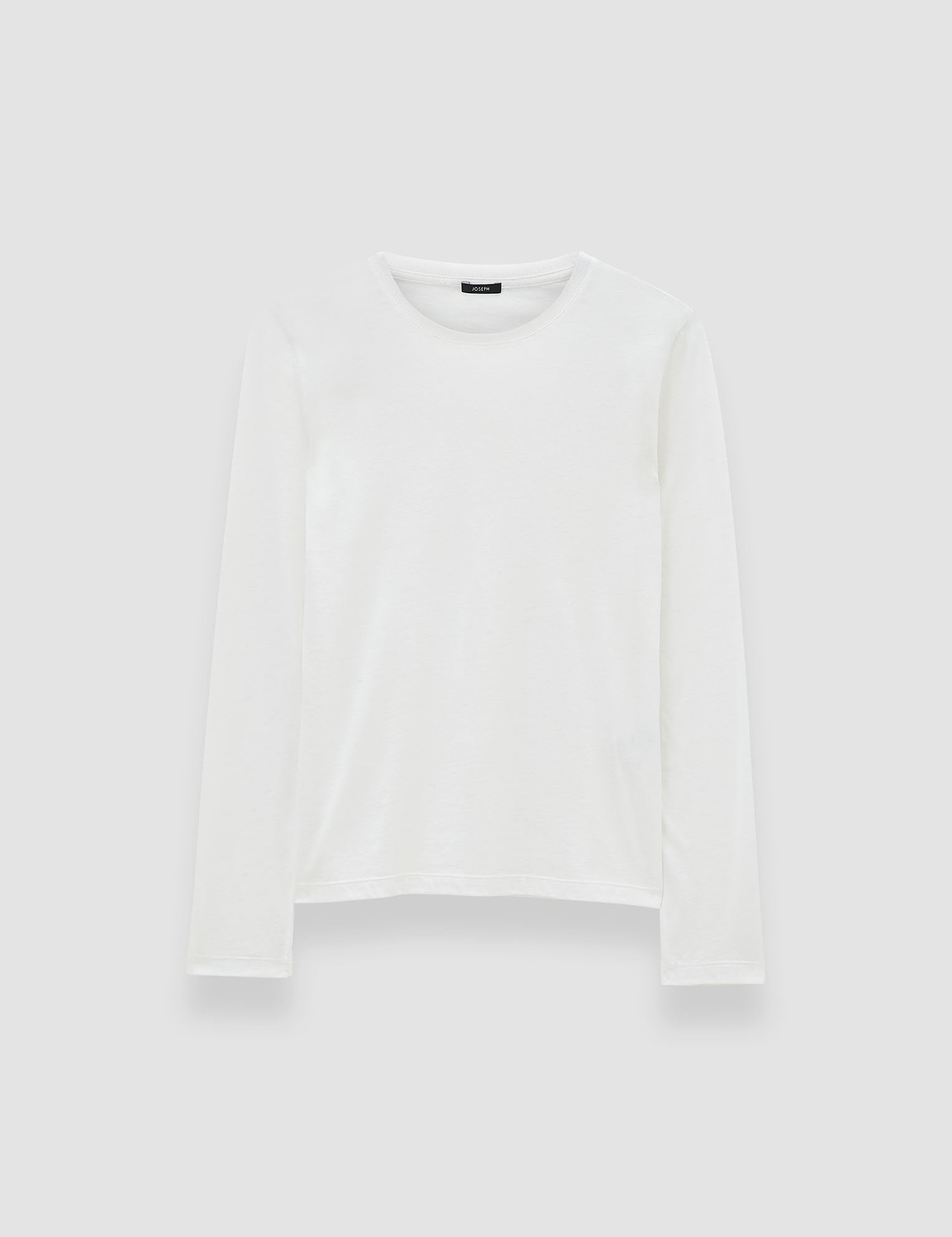 White Cotton Silk Jersey Long Sleeve T-Shirt - Joseph