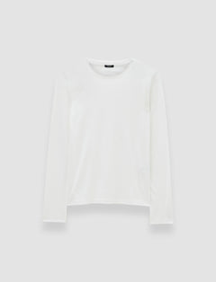 White Cotton Silk Jersey Long Sleeve T-Shirt - Joseph