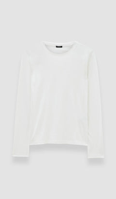 White Cotton Silk Jersey Long Sleeve T-Shirt - Joseph