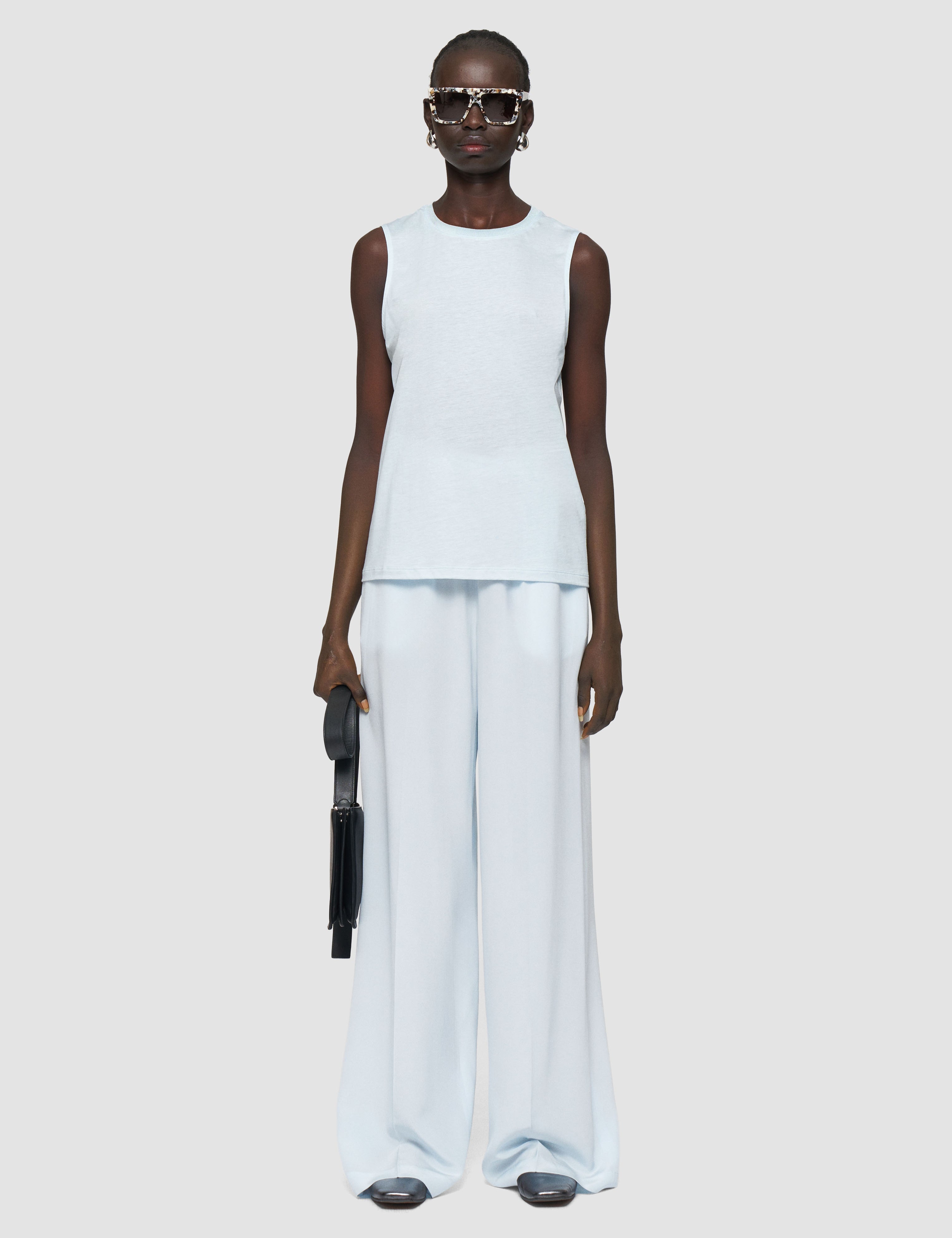 Blue Cotton Silk Jersey Tank Top - Joseph