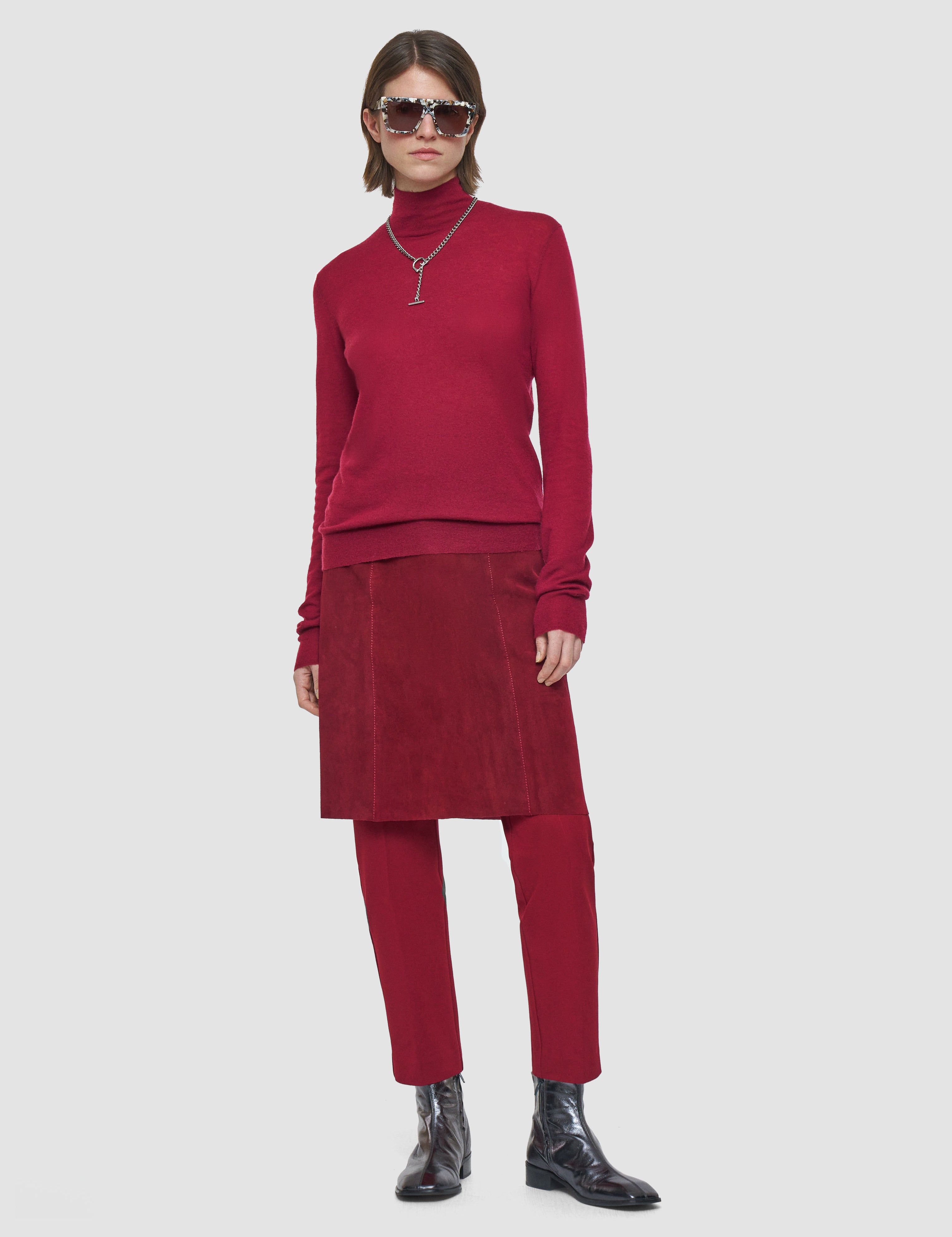 Red Cashair High Neck Jumper - Joseph