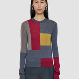 Grey Overlay Cashair Round Neck Jumper - Joseph