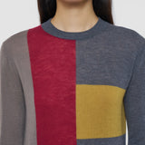Grey Overlay Cashair Round Neck Jumper - Joseph