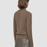 Brown Light Pure Cashmere High Neck Jumper - Joseph