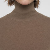 Brown Light Pure Cashmere High Neck Jumper - Joseph