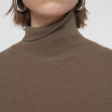 Brown Light Pure Cashmere High Neck Jumper - Joseph