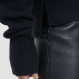Black Brushed Cashmere Round Neck Jumper - Joseph