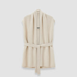 Cardigan sans manches ceinturé en cachemire brossé 