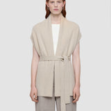 Cardigan sans manches ceinturé en cachemire brossé 