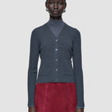 Grey Merino Rib Knit Cardigan - Joseph