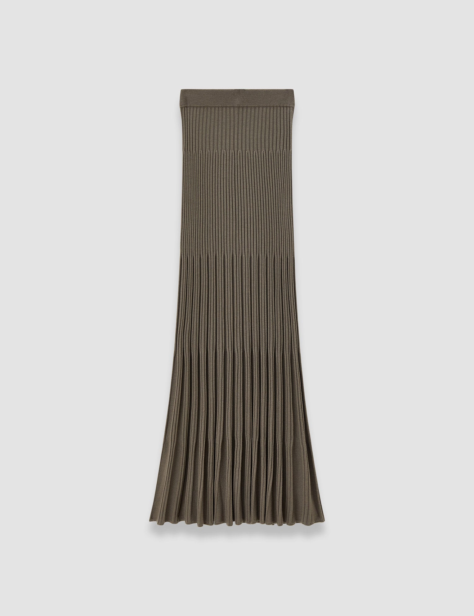 Brown Merino Rib Knit Maxi Skirt - Joseph