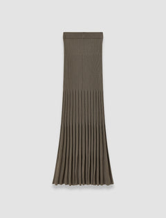 Brown Merino Rib Knit Maxi Skirt - Joseph