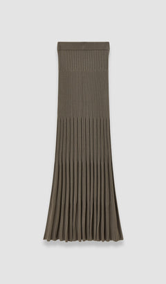 Brown Merino Rib Knit Maxi Skirt - Joseph