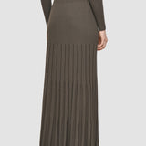 Brown Merino Rib Knit Maxi Skirt - Joseph