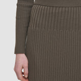 Brown Merino Rib Knit Maxi Skirt - Joseph