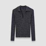 Merino Rib Knit Polo Top