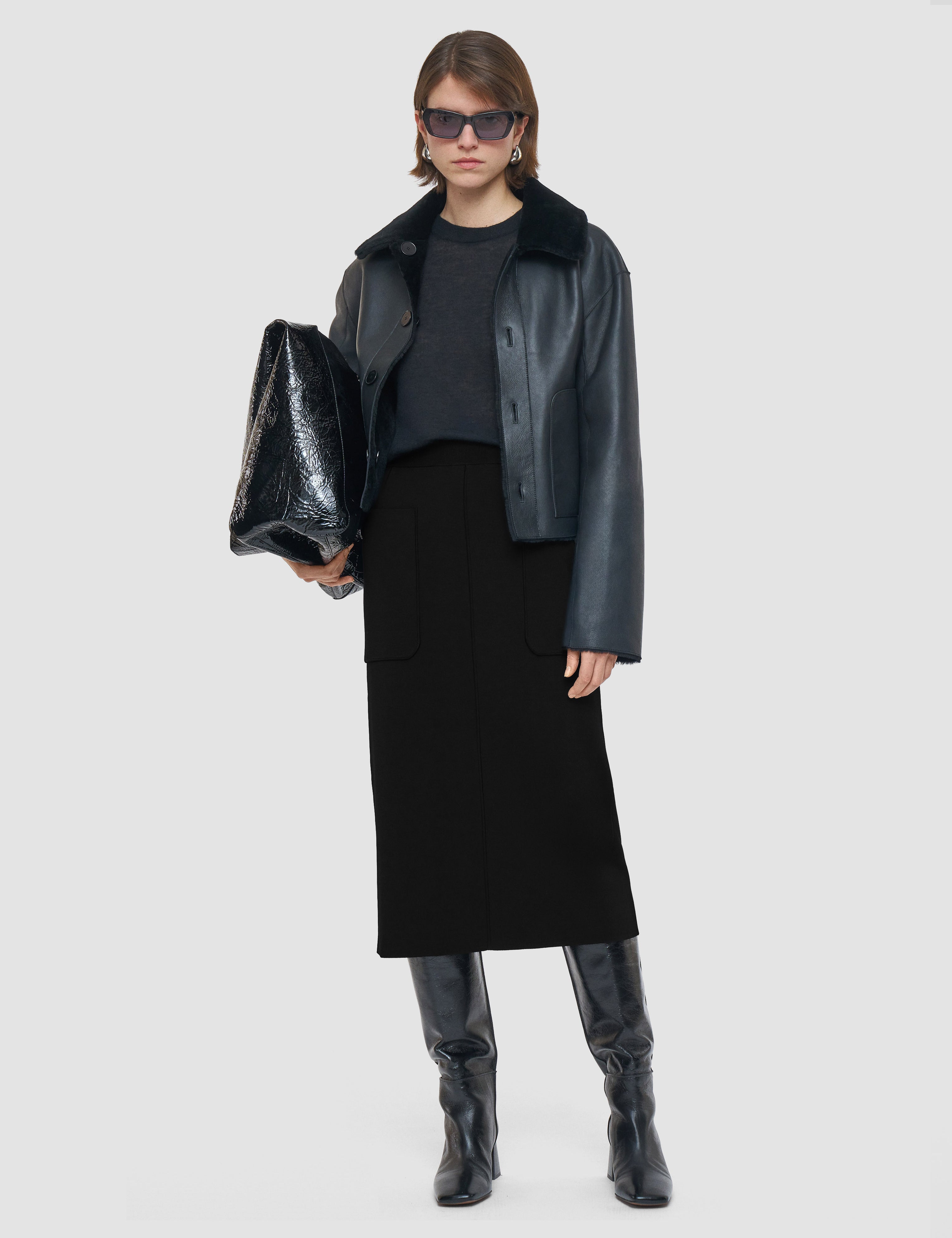 Black Milano Knit Stretch Skirt - Joseph