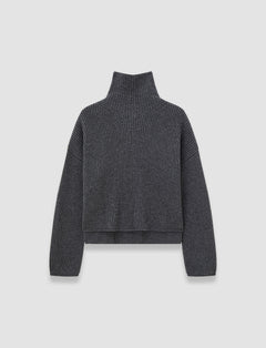 Grey Light Cardigan Stitch High Neck Jumper - Joseph