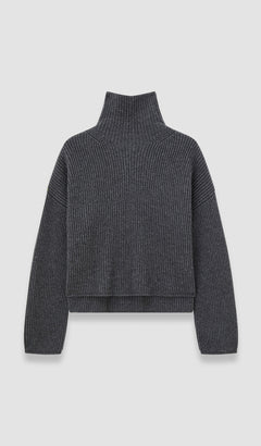 Grey Light Cardigan Stitch High Neck Jumper - Joseph