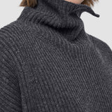 Grey Light Cardigan Stitch High Neck Jumper - Joseph