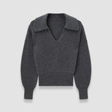 Grey Light Cardigan Stitch Open Neck Jumper - Joseph