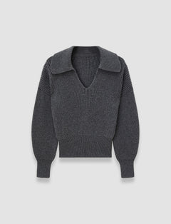 Grey Light Cardigan Stitch Open Neck Jumper - Joseph
