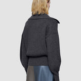 Grey Light Cardigan Stitch Open Neck Jumper - Joseph