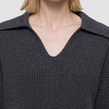 Grey Light Cardigan Stitch Open Neck Jumper - Joseph