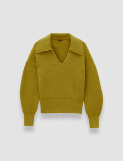 Green Light Cardigan Stitch Open Neck Jumper - Joseph